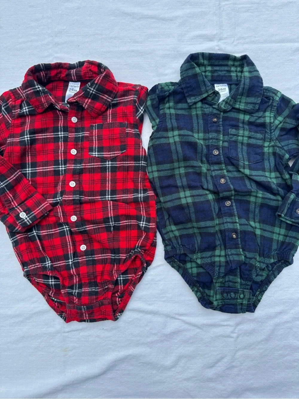 Carter’s Flannel Bodysuits Oshkosh B’Gosh Plaid 24M